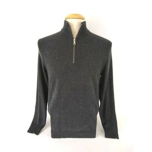 NEW INC International Concepts Gray Sweater Macys Size M Quarter Zip Mock Neck